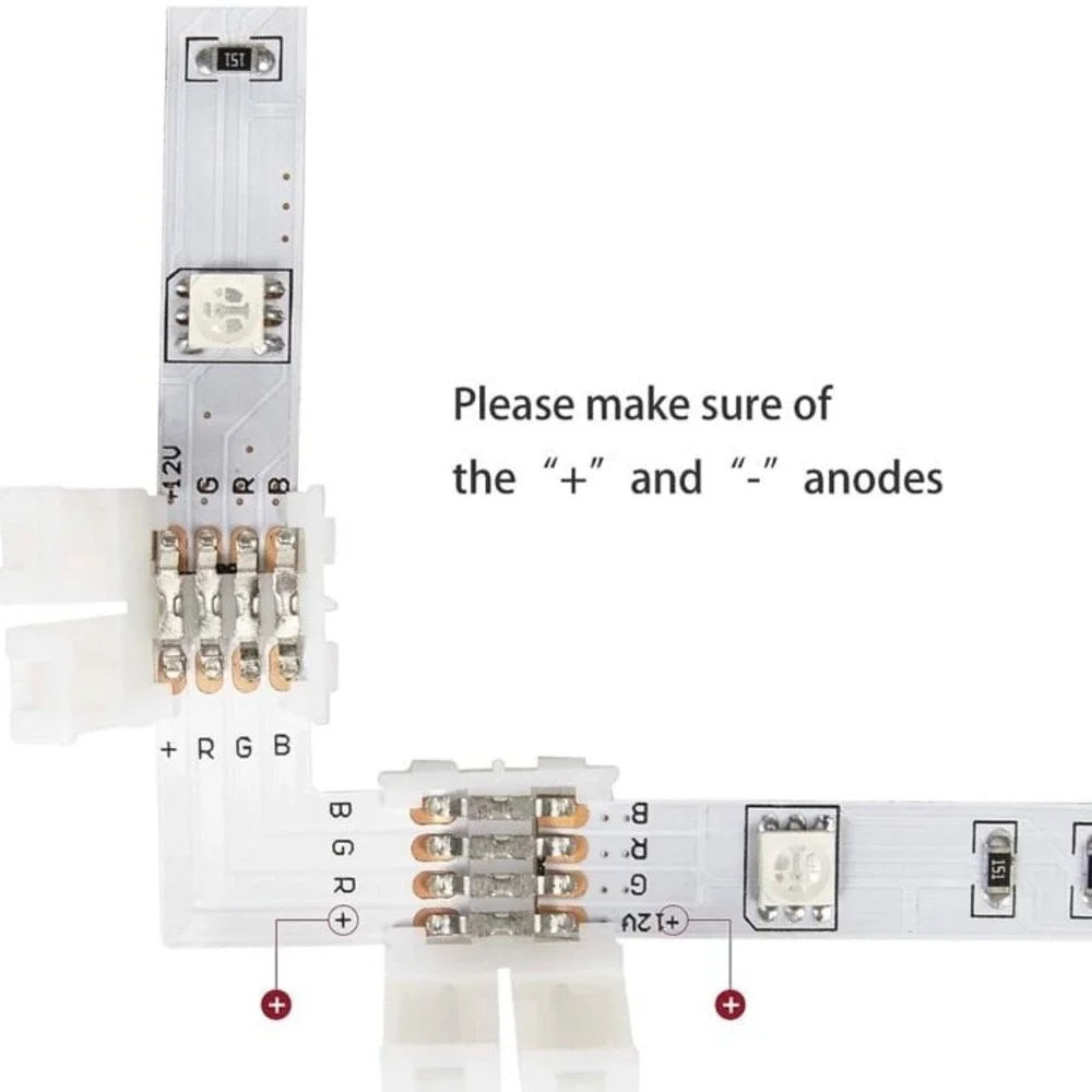 FUMENTON LED Strip Connector Kit for 5050 10mm 4Pin,Includes 8 Types of Solderle
